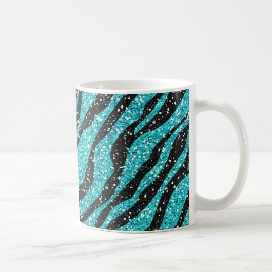 Turquoise Glitter Zebra Print Koffiemok (Rechts)