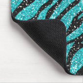 Turquoise Glitter Zebra Print Muismat (Hoek)