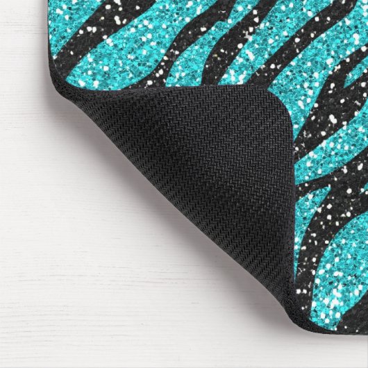 Turquoise Glitter Zebra Print Muismat (Hoek)