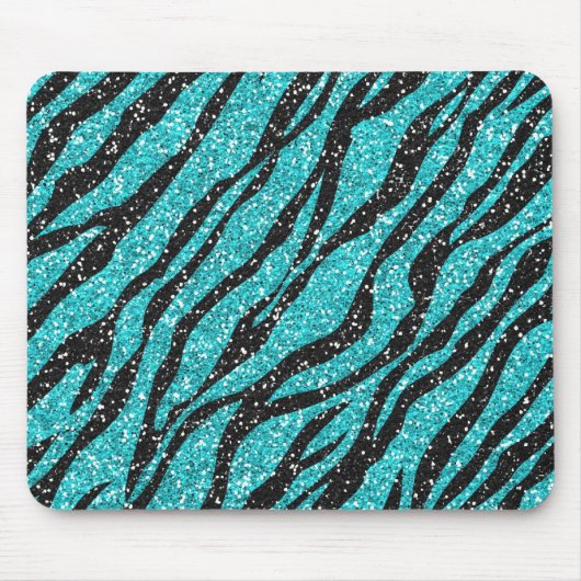 Turquoise Glitter Zebra Print Muismat (Voorkant)