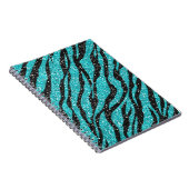 Turquoise Glitter Zebra Print Notitieboek (Rechterzijde)
