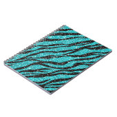 Turquoise Glitter Zebra Print Notitieboek (Linkerzijde)
