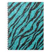 Turquoise Glitter Zebra Print Notitieboek (Voorkant)