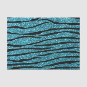 Turquoise glitter zebra stripes tissuepapier