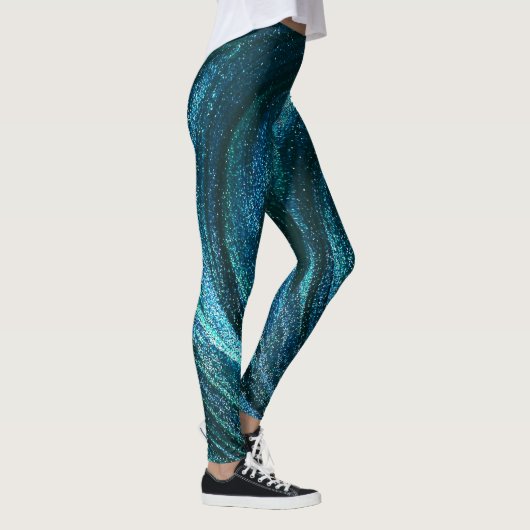 Turquoise Glitterende Krullen Leggings (Rechts)