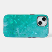 Turquoise Glitters iPhone 15 Case (Achterkant horizontaal)