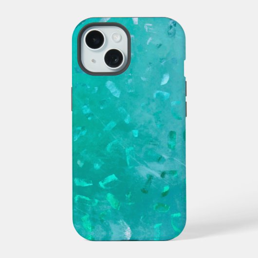 Turquoise Glitters iPhone 15 Case (Achterkant)