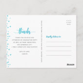 Turquoise glitterscript chic afstudeer bedankt briefkaart (Achterkant)