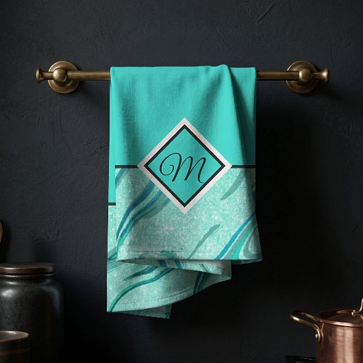 Turquoise glitterspare marmer keukendoek theedoek