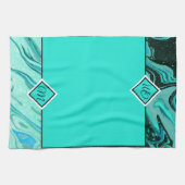 Turquoise glitterspare marmer keukendoek theedoek (Horizontaal)