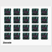 Turquoise glitterspray verf spat party sticker lab (Vel)