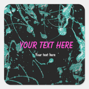 Turquoise glitterspray verf spat party sticker lab