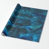 Turquoise Glittery Brusstrokes Cadeaupapier (Uitgerold)