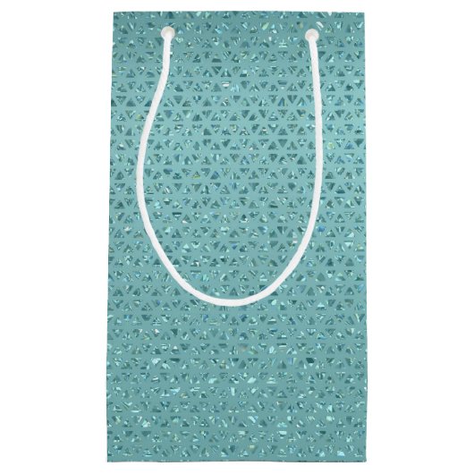 Turquoise Glittery Gift Bag Klein Cadeauzakje (Voorkant)