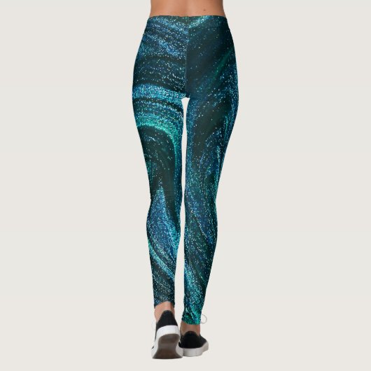 Turquoise Glittery Swirls Leggings (Achterkant)