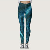 Turquoise Glittery Swirls Leggings (Voorkant)
