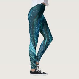 Turquoise Glittery Swirls Leggings