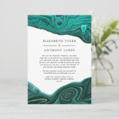 Turquoise & Gold Agaat Verminderde huwelijksgasten Aankondiging (Staand voorkant)