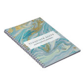 Turquoise & Gold Agate Stone Geode Marble Swirl Notitieboek (Rechterzijde)