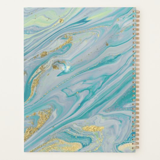 Turquoise & Gold Agate Stone Geode Marble Swirl Planner (Achterkant)