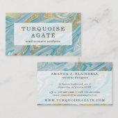 Turquoise & Gold Agate Stone Geode Marble Swirl Visitekaartje (Voorkant / Achterkant)