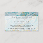 Turquoise & Gold Agate Stone Geode Marble Swirl Visitekaartje (Achterkant)