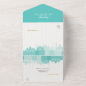 Turquoise & Gold Arabian Quinceañera Foto All In One Uitnodiging (Buitenkant)