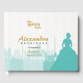 Turquoise & Gold Arabian Quinceañera Gastenboek (Voorkant)