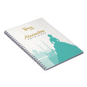 Turquoise & Gold Arabian Quinceañera Notitieboek (Rechterzijde)