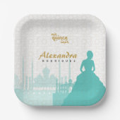 Turquoise & Gold Arabian Quinceañera Papieren Bordje (Voorkant)