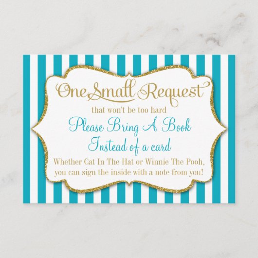 Turquoise Gold Baby shower Book Kaart brengt boek  (Voorkant)