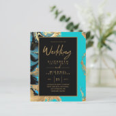 Turquoise Gold Black Agate Budget Wedding Invites (Staand voorkant)