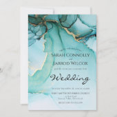 Turquoise Gold Black Moody Wedding Kaart (Voorkant)