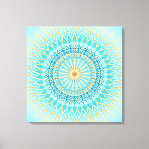 Turquoise Gold Boho Mandala Canvas Afdruk