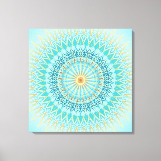 Turquoise Gold Boho Mandala Canvas Afdruk (Voorkant)