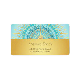 Turquoise Gold Boho Mandala Etiket