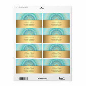 Turquoise Gold Boho Mandala Label (Full Sheet)