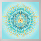 Turquoise Gold Boho Mandala Poster (Voorkant)