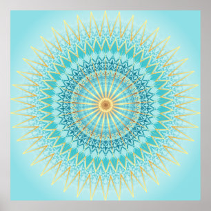 Turquoise Gold Boho Mandala Poster