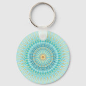 Turquoise Gold Boho Mandala Sleutelhanger (Achterkant)