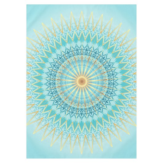 Turquoise Gold Boho Mandala Tafelkleed (Voorkant)