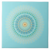 Turquoise Gold Boho Mandala Tegeltje (Voorkant)