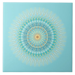 Turquoise Gold Boho Mandala Tegeltje
