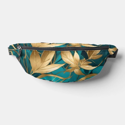 Turquoise Gold Boho Popular Leaves Collectie Heuptasje (Liggend)