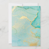 Turquoise Gold Calligraphy Invitation Kaart (Achterkant)