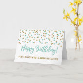 Turquoise Gold Confetti Goddochter Birthday Kaart (Gele Bloem)
