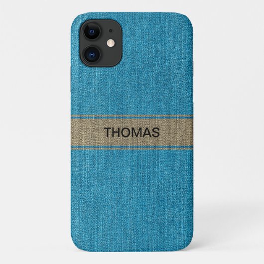 Turquoise Gold Denim Jeans Fabric Name Custom Case-Mate iPhone Case (Achterkant)