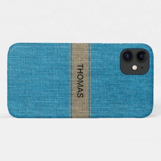 Turquoise Gold Denim Jeans Fabric Name Custom Case-Mate iPhone Case (Achterkant (horizontaal))
