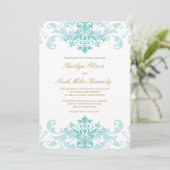 Turquoise & Gold Elegant Ironworks Classic Wedding Kaart (Staand voorkant)