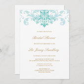 Turquoise & Gold Elegant Ironworks Vrijgezellenfee Kaart (Voorkant / Achterkant)